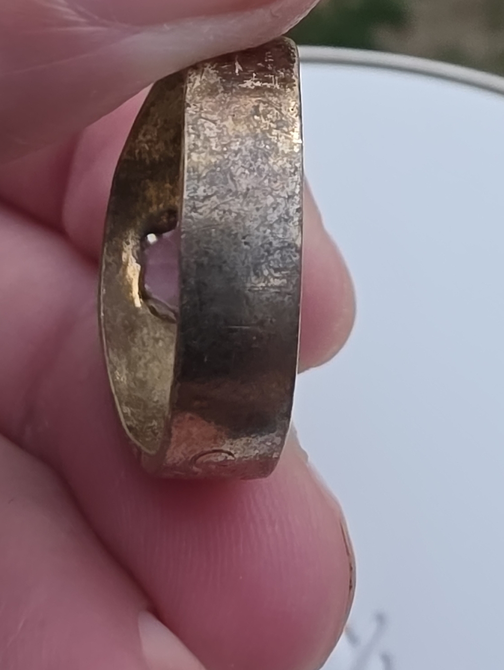 Antique Old Mine Cut Buttercup Style Bronze Ring Belcher Setting - Picture 11 of 15